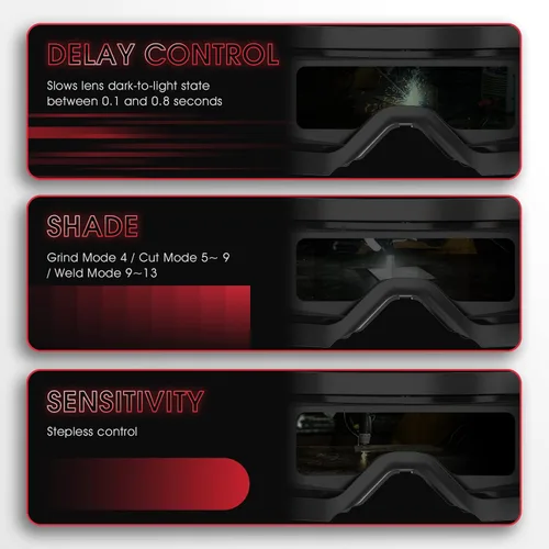 Miniatura 5 de YESWELDER Gafas de soldadura de oscurecimiento automático de color verdadero, amplio rango de sombra 4/5-9/9-13 con molienda, gafas de soldadura