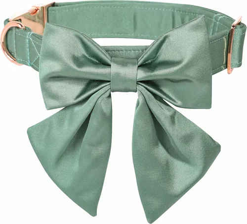 Lionet Paws Collar de perro con pajarita, cómodo collar de seda para perro con pajarita desmontable para perros grandes, cuello de 16 a 24 pulgadas