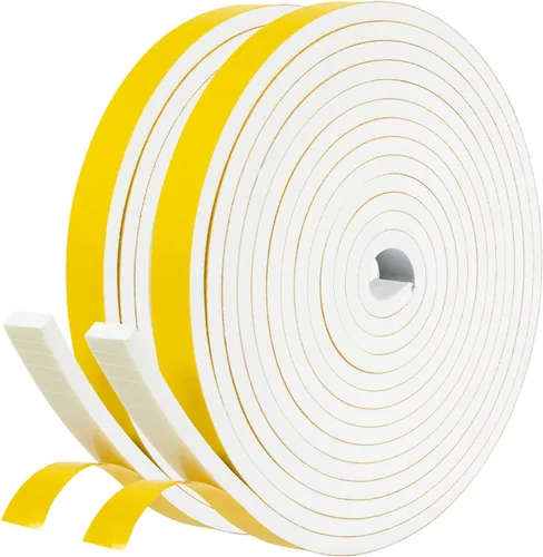 fowong Burlete para puerta, color blanco, 1/2 pulgadas x 1/4 pulgadas, tira adhesiva de sellado de puerta para marco de ventana, rollo de cinta de