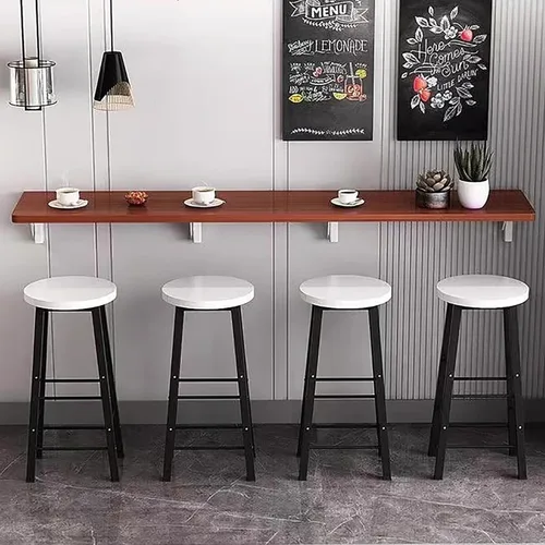 Mesa plegable para montar en la pared, mesa de cocina de madera, mesa de comedor, escritorio flotante estrecho y largo montado en la pared, Blanco