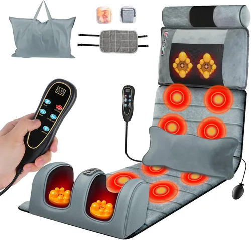 Miniatura 11 de KOCASO Alfombrilla de masaje eléctrica de cuerpo completo con almohadilla de masaje por vibración de calor, cojín de masaje de espalda, almohadilla
