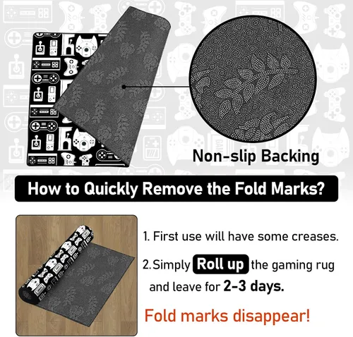 Miniatura 3 de Alfombra de Juego para Adolescentes Varones con Decoración de Controlador de Juegos, Alfombras de Videojuegos para Dormitorio de Niños, Sala