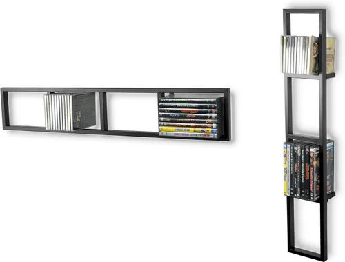 Miniatura 4 de You Have Space Estante de almacenamiento de 34 pulgadas para montaje en pared, organizador de CD y DVD, estante flotante de metal, juego de 2