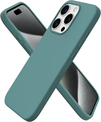 Miniatura 19 de ORNARTO Funda compatible con iPhone 15 Pro de 6.1 pulgadas, silicona líquida de 3 capas cubierta completa de goma de gel suave, funda protectora