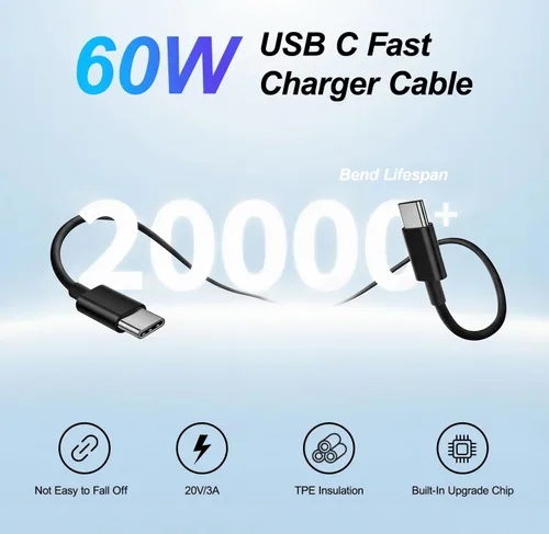 Miniatura 5 de Cargador para iPhone 17, 45 W de carga rápida USB C de doble puerto con cable de carga tipo C de 3/6/10/10 pies, adaptador rápido PD 3.0 para iPhone
