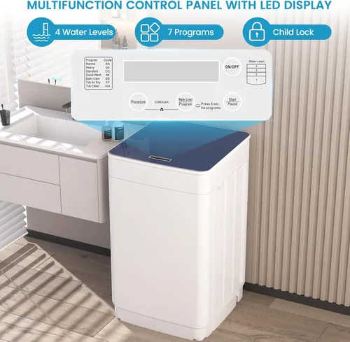 Miniatura 2 de Zynkez - Lavadora y secadora combinada de 18 libras y 10 libras, juego de lavandería portátil completamente automático con 7 programas de lavado, 5