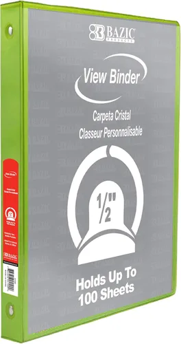 Miniatura 36 de BAZIC Products Carpeta organizadora de 3 anillas de 1/2 pulgada con vista económica, color negro, anillo redondo, capacidad para 100 hojas de papel