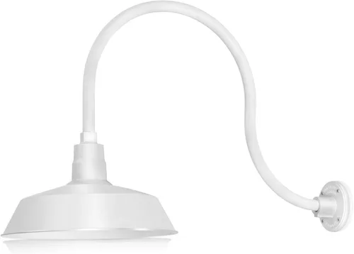 Miniatura 41 de 14 pulgadas. RLM Warehouse - Pantalla con brazo de cuello de cisne y bombilla Led A19 5000K de 9W Galvanizado (paquete de 2)