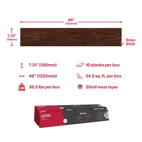 Miniatura 7 de MaxCore Pro Lucida Surfaces Tablón de muestra Tablones de vinilo de lujo impermeables con bloqueo de clic entrelazado