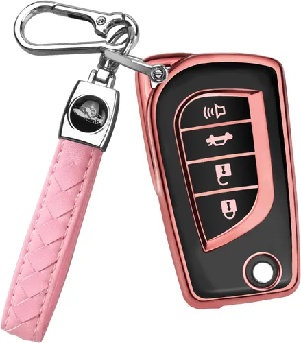 Miniatura 17 de QBUC Funda para llavero Toyota compatible con Toyota Fortuner Tundra Camry RAV4 Highlander Corolla Smart Key Sliver