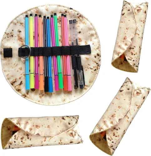Miniatura 8 de WONIU 2 fundas enrollables divertidas de tortilla de burrito, creativas y lindas bolsas de suministros escolares para niños y estudiantes, regalos