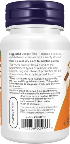 Miniatura 3 de NOW Suplementos, 8 mil millones de Acidophilus & Bifidus, sin lácteos, soja y gluten, verificado por cepa, 60 cápsulas vegetales