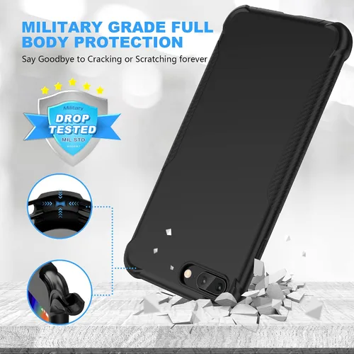 Miniatura 4 de ORETech Funda diseñada para iPhone 13 Mini con 2 protectores de pantalla de vidrio templado, textura de fibra de carbono policarbonato duro