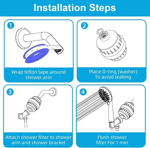 Miniatura 6 de Yodel Filtro de ducha negro mate, filtro de cabezal de ducha para agua dura, suavizante de agua para eliminar el cloro y el flúor, mejorar