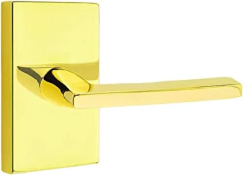 Miniatura 3 de Emtek Juego de privacidad, roseta rectangular moderna, palanca Helios, latón satinado, RH