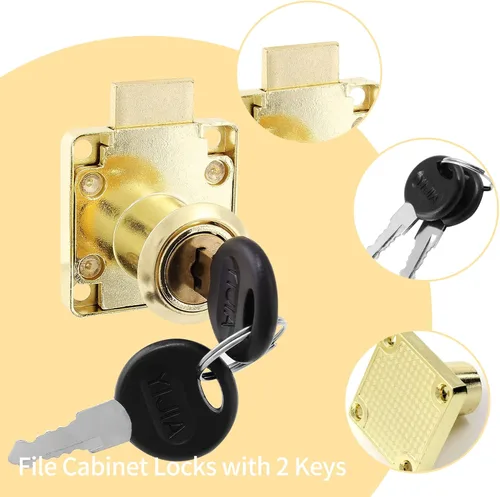 Miniatura 4 de Cerraduras para gabinete de archivos con llave, 7/8 pulgadas/0.866 in de longitud cilíndrica para buzón de correo de escritorio, cajón de Dorado