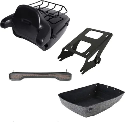 Miniatura 24 de TCMT King - Caja para maletero de motocicleta, almohadilla para respaldo, portaequipajes, altavoces, luces laterales, luz trasera para Harley