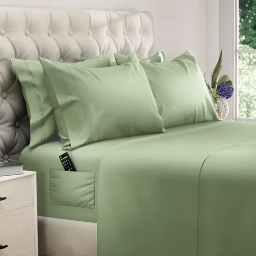 Miniatura 13 de DREAMCARE Juego de sábanas California King, 6 piezas, sábanas refrescantes para cama, sábanas Cal King de hasta 21 pulgadas de profundidad, 02
