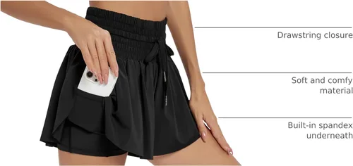 Miniatura 133 de Blaosn Pantalones cortos atléticos fluidos para mujer, gimnasio, yoga, entrenamiento, correr, pantalones cortos de tenis, falda falda linda, ropa