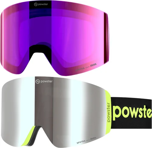 Miniatura 29 de Powster - Gafas de esquí OTG, gafas de snowboard magnéticas, lente intercambiable sin marco, protección UV, antiniebla, para patinaje móvil