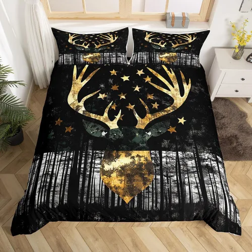 Miniatura 9 de Funda de edredón de ciervos de alce, juego de ropa de cama de animales del bosque, decoración rústica de granja, funda de edredón individual
