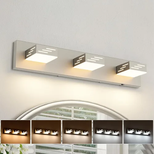 Miniatura 12 de Joosenhouse Lámpara de tocador de baño negra de 3 luces, 5CCT regulable, luces LED de tocador sobre el espejo, 23.6 pulgadas, 24 W, luces de espejo