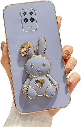 Miniatura 71 de Estuche con soporte de conejo de corazón para Xiaomi Redmi Note 10S, galvanizado suave TPU protector delgado a prueba de golpes con lindo conejito