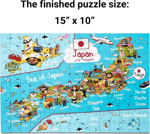 Miniatura 3 de Rompecabezas de madera con mapa de Japón, 152 piezas, 15 x 10 pulgadas