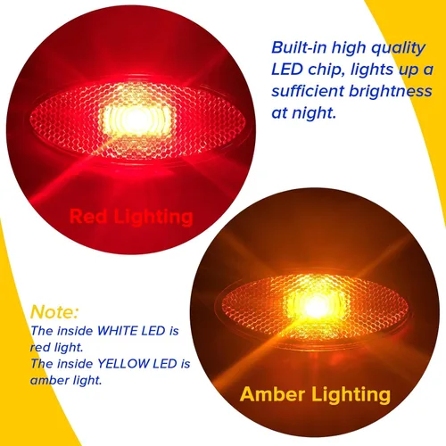 Miniatura 5 de Luces de marcador de remolque RV ámbar/rojo, luz de marcador lateral LED de 12 V, 0.3 W, luces de espacio de 4 pulgadas, compatible con DOT para RV