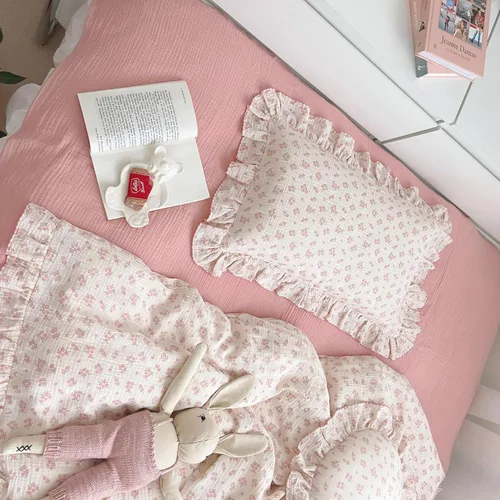 Miniatura 7 de BuLuTu Funda de almohada de algodón para niños pequeños, tamaño estándar, estampado de flores de Galsang, suave funda de almohada de viaje con borde