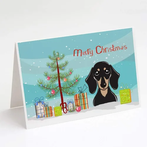 Miniatura 58 de Caroline's Treasures BB1616GCA7P - Tarjetas de felicitación y sobres de árbol de Navidad y sabueso afgano, paquete de 8 tarjetas en blanco