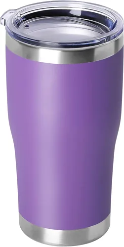 Miniatura 8 de DOMICARE vaso de doble pared con aislamiento al vacío, 20 onzas, con tapa, vaso de viaje de acero inoxidable, vaso de café con recubrimiento
