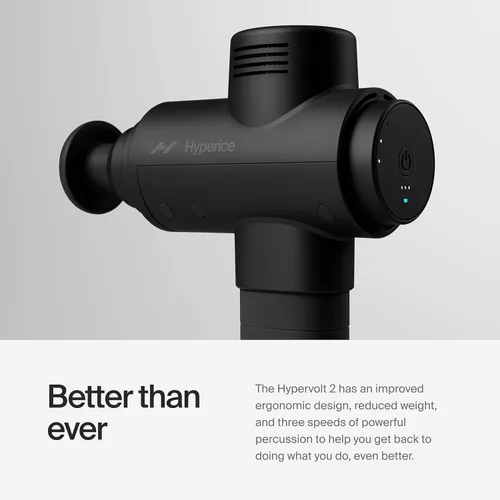 Miniatura 4 de Hyperice Hypervolt 2 Black - Con tecnología Quiet Glide, pistola de masaje de percusión de mano 3 velocidades, 5 cabezales intercambiables Ayuda