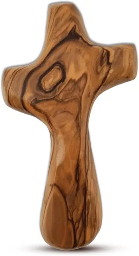 Miniatura 10 de Caja de regalo de cruz de bautismo de madera de olivo para niños, cruz de madera hecha a mano de lujo de Tierra Santa de Belén, recuerdo de bautismo
