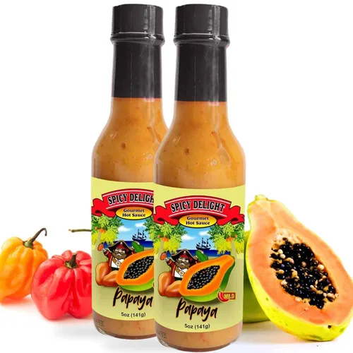 Miniatura 8 de Spicy Delight - Mejor salsa picante de Flavor Pirate, salsa picante de Aruba hecha con pimienta habanero, papaya y especias, salsa picante de papaya