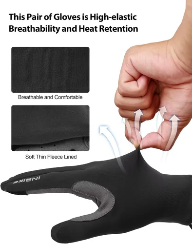 Miniatura 2 de INBIKE Guantes de ciclismo para hombre y mujer, forro polar fino, para pantalla táctil, guantes de bicicleta acolchados para correr, conducir