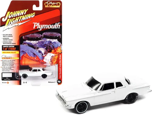 Miniatura 2 de 1962 Plymouth Savoy Max Wedge Alpine White Classic Gold Collection Series Edición limitada a 11880 piezas en todo el mundo 1/64 Modelo de automóvil