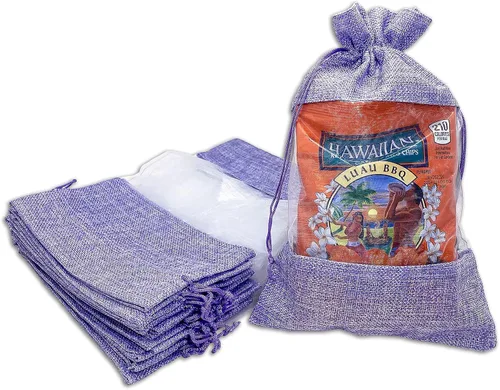 Miniatura 39 de Paquete de 12 bolsas de regalo medianas de lino, arpillera y organza con cordones (5 x 7 pulgadas, blanco) - Bolsa de malla para recuerdos