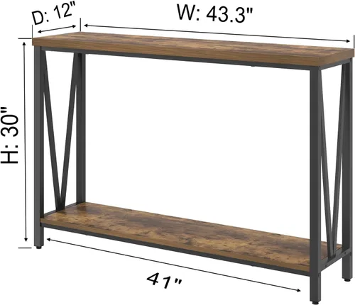Miniatura 2 de EXCEFUR Mesa de entrada, sofá de madera rústica con almacenamiento, mesa de pasillo moderna para sala de estar, color gris