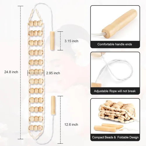Miniatura 7 de KintKita Herramientas de masaje de terapia de madera, herramienta de cuerda de rodillo de masaje de madera, kit de maderoterapia, masajeador