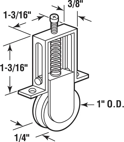 Miniatura 2 de Prime-Line B 617 Rodillos de nailon con resorte de 1 pulgada para puertas corredizas de mosquitera, para Columbia (paquete de 2)