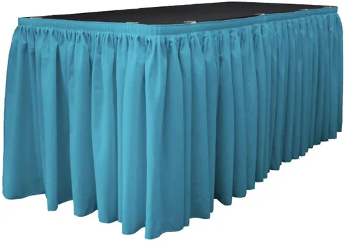 Miniatura 2 de LA Linen Falda de mesa de popelina de poliéster para mesas rectangulares, tela plisada para banquetes de boda, 14 pies por 29 pulgadas de largo