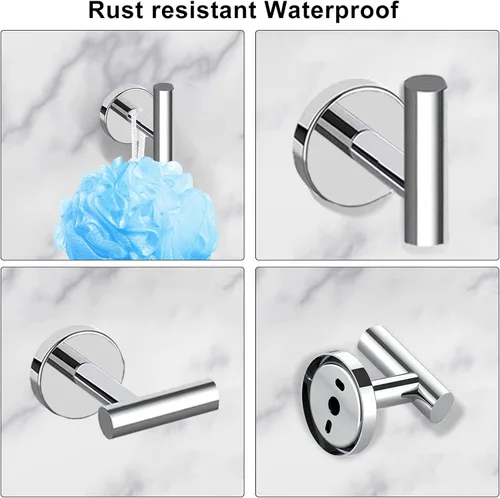 Miniatura 6 de Cilee Juego de 8 piezas de accesorios de baño de cromo pulido, barra de toalla de baño de 24 pulgadas, anillo de toalla, soporte para papel