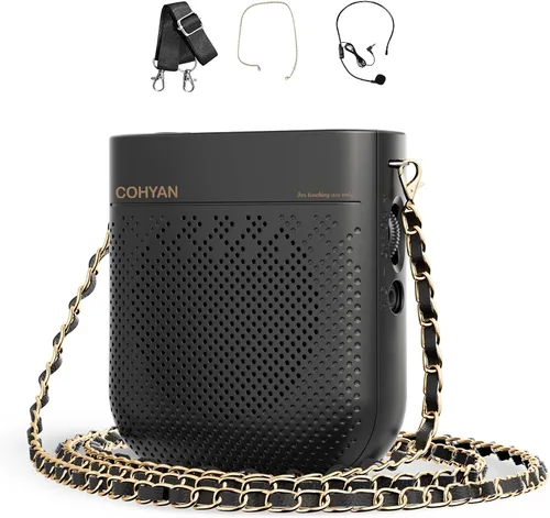 Amplificador de voz para profesores, micrófono y altavoz portátil con cable Bluetooth, megáfono de bocina recargable para aula, reuniones, yoga,