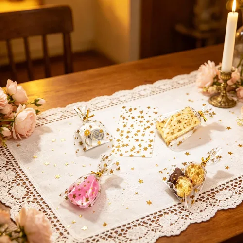 Miniatura 5 de 100 bolsas de regalo con estampado de estrellas de 3 x 5 pulgadas, bolsas de regalo de celofán, bolsas de regalo de celofán, bolsas de regalo