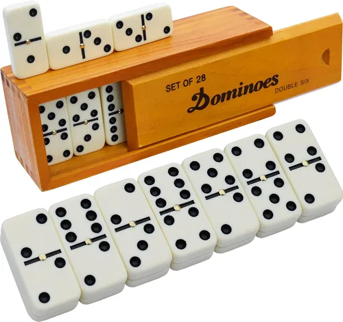 Queensell Juego de dominó para adultos – Dominó – Juegos de mesa clásicos, juegos familiares de dominó dobles 6 para niños y adultos – Juego de