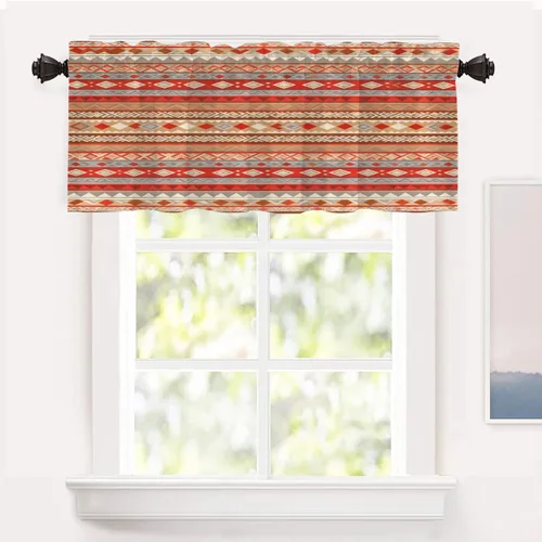 Miniatura 18 de Shrahala Cortinas de hojas de arce otoñales para ventanas de cocina, hojas rojas ardientes, fondo marrón, paneles de cortina de ventana de poliéster