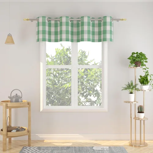 Miniatura 20 de Cortinas de 24 pulgadas de largo con diseño Buffalo Check Gingham Plaid para ventanas de cocina y baño, tratamiento para ventanas con 2 paneles