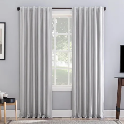 Miniatura 20 de Sun Zero Greyson - Valance de cortina con pestaña trasera de seda de dupioni de imitación con borlas de cuentas y aislamiento térmico total opaco