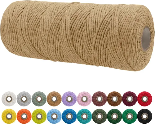 Miniatura 61 de JeogYong Cordón de macramé de un solo hilo 2mm x 164 yardas (492 pies) Cuerda de algodón suave, hilo de macramé 2 mm, suministros de macramé